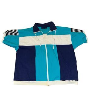 Vintage Towncraft Track Jacket Full Zip Size XL blue white 90s sport Made IN USA